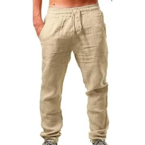 Men Casual Beach Trousers Linen Cotton Yoga Pants Summer Casual Loose Sweatpants