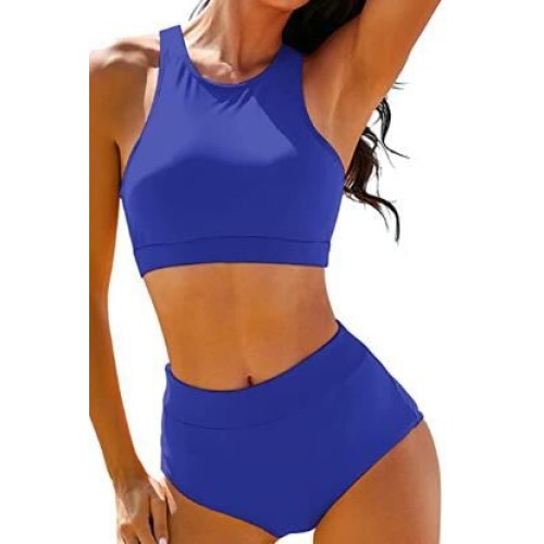 Womens High Waisted Bikini Set Crop Top Sport Two Piece Swimsuit Bathing Suits