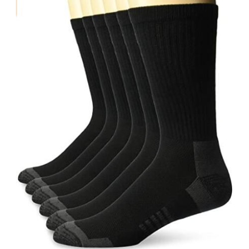 Men's 6-Pack Performance Cotton Cushioned Athletic Crew Socks